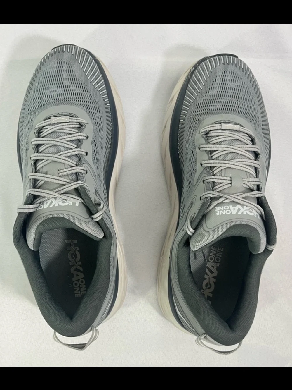 13EE Wide HOKA Bondi 7 Running Trainers/Shoes Gray 1110530 WDDS